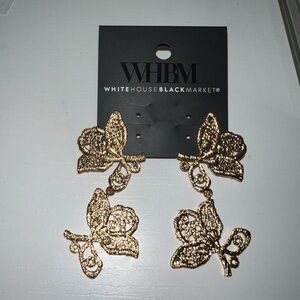 White House black market gold metal lace earrings